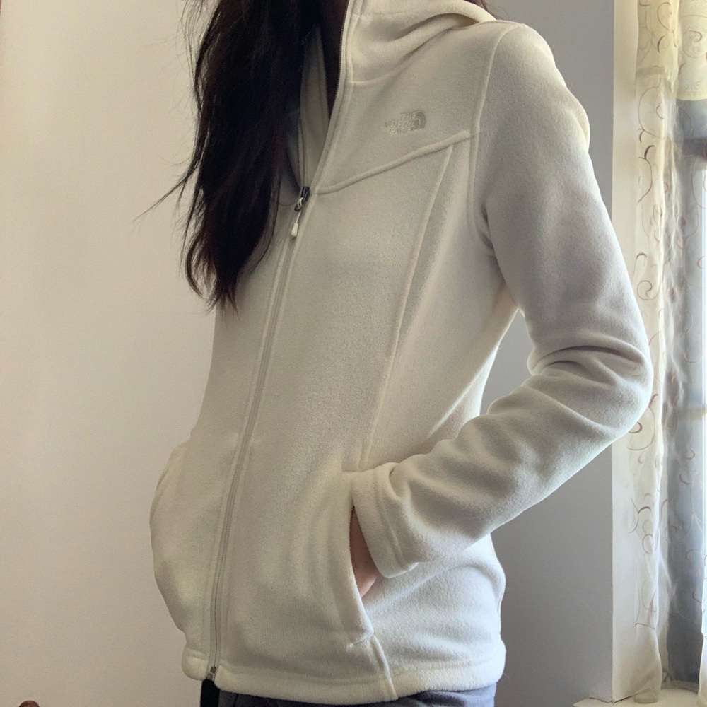 Cream North Face Lightweight Hooded Zip Jacket